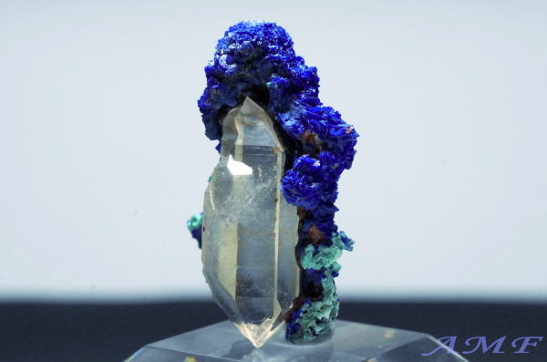 モロッコ・メシッシ産アズライト付き水晶の高品質標本44